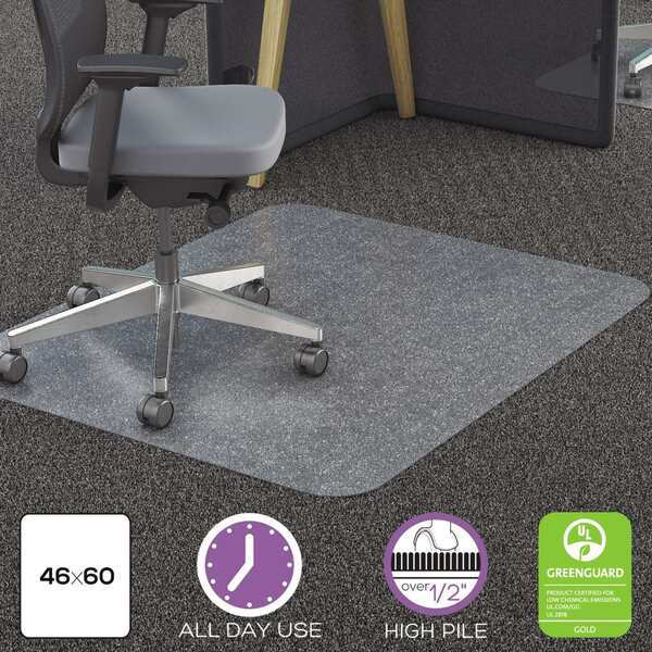 Deflecto All Day Use Chair Mat, All Carpet Types, 46 x 60, Rectangle, Clear CM11442FPC